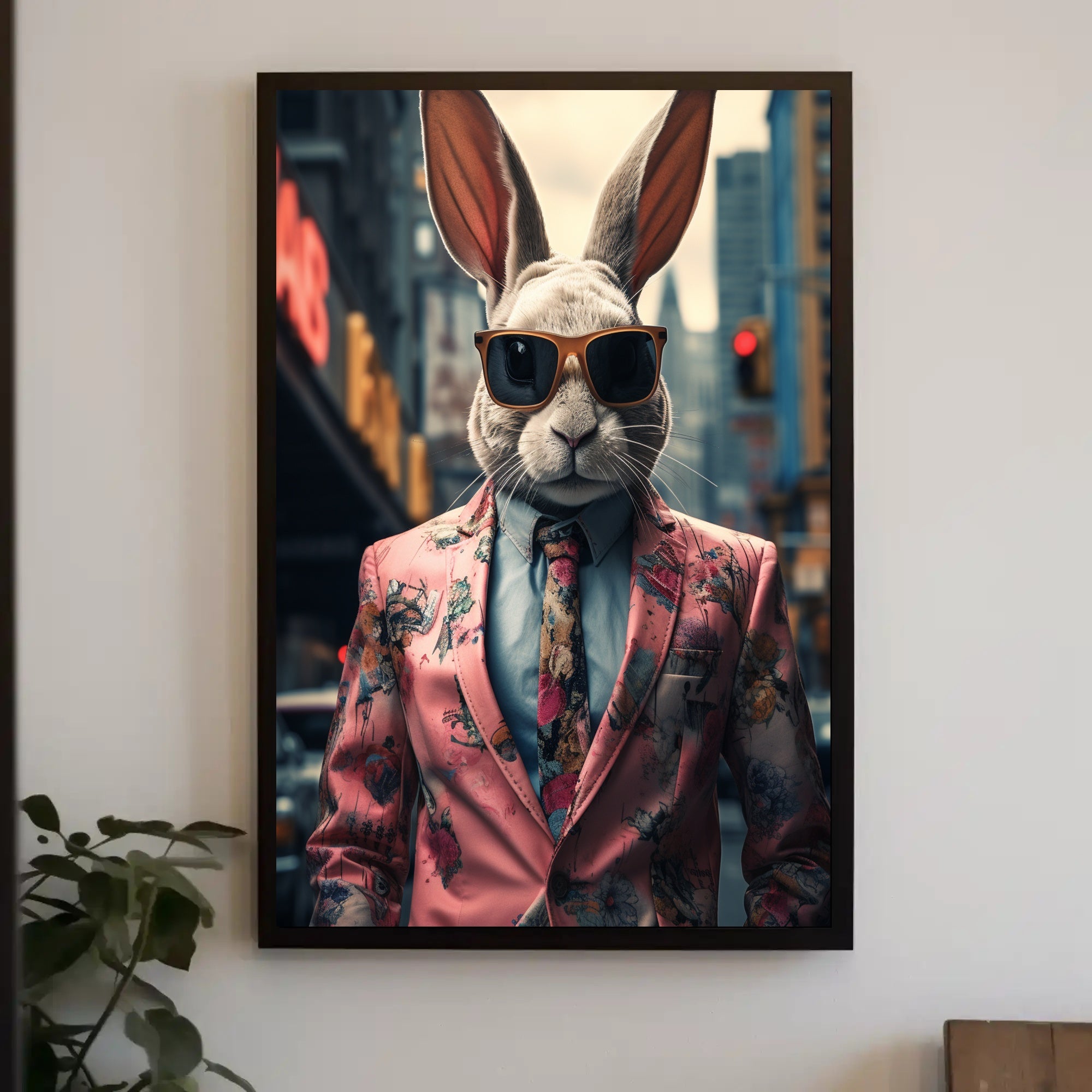 Stylish Rabbit In The City Poster