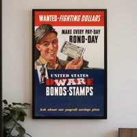 Wanted Fighting Dollars Vintage Poster Art Print for Home Decor PosterGoat