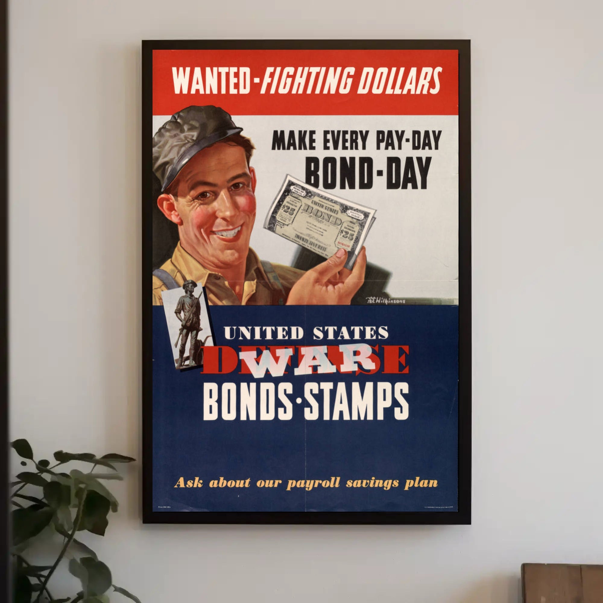 Wanted Fighting Dollars Vintage Poster Art Print for Home Decor PosterGoat