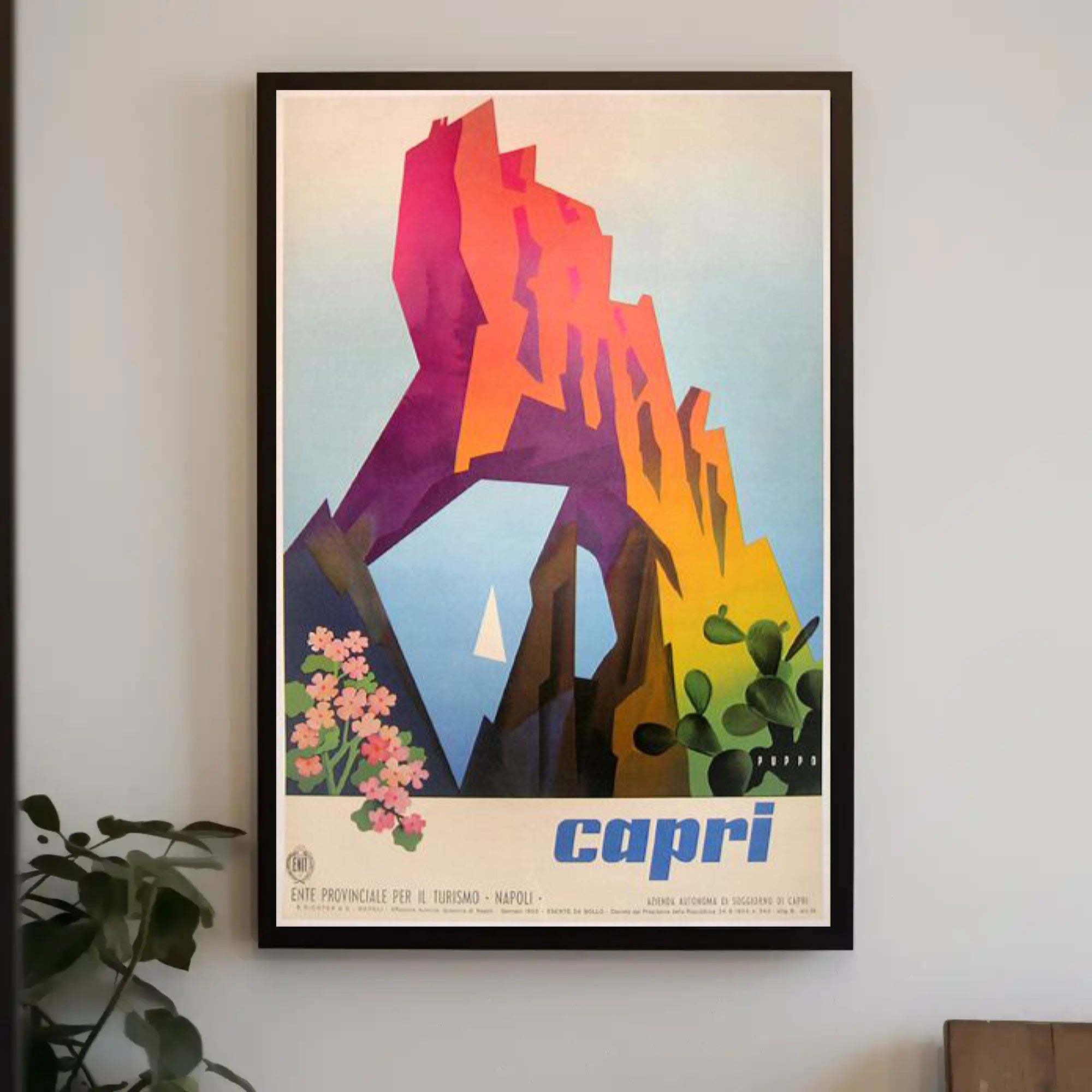 Capri Cliffs Travel Art: Modern Geometric Shapes Travel Poster PosterGoat