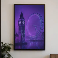 London Landmarks Neon Cyberpunk Art Urban or Cityscape Poster
