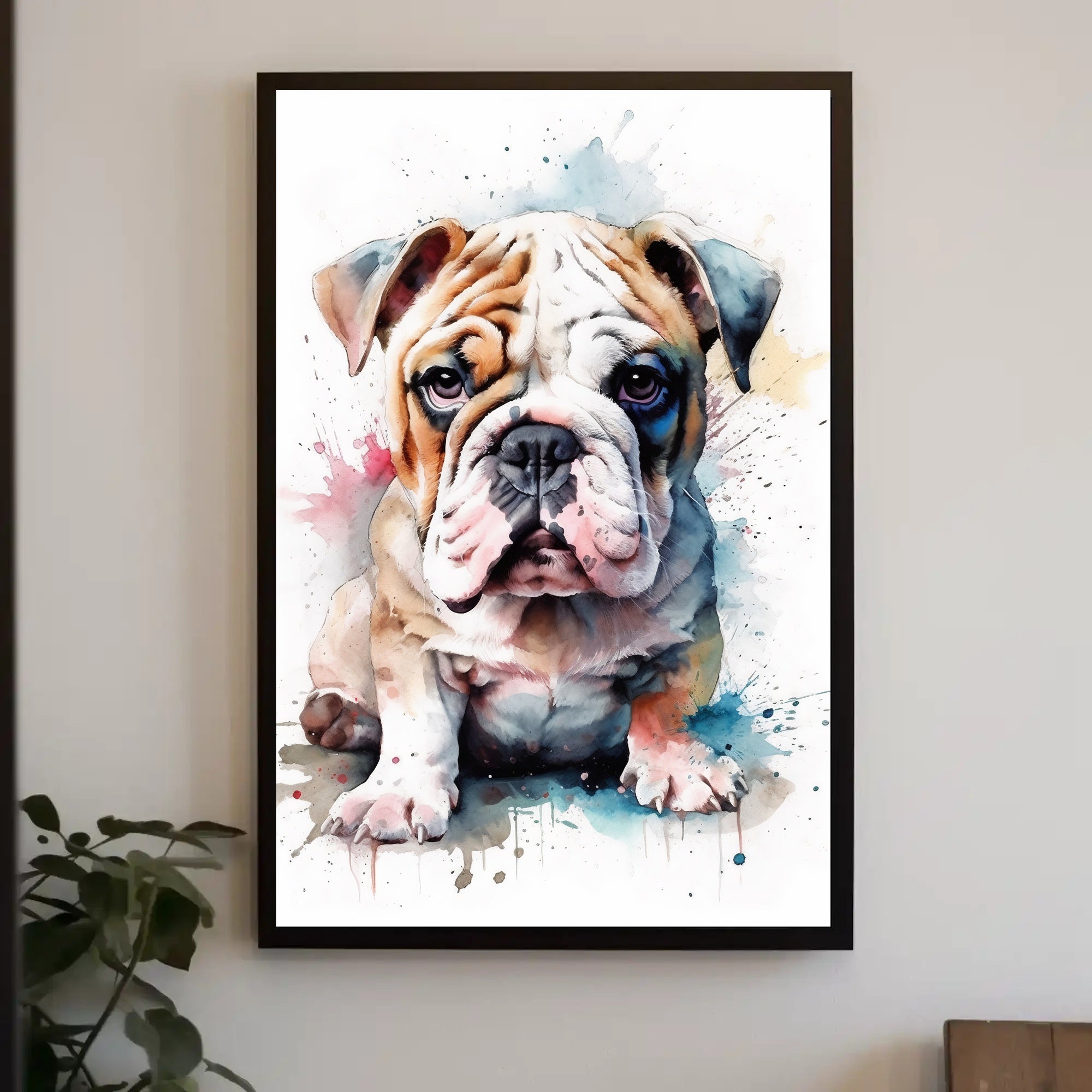 Bulldog Watercolor Portrait Poster Wall Art