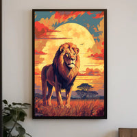 Majestic Lion at Sunset Poster