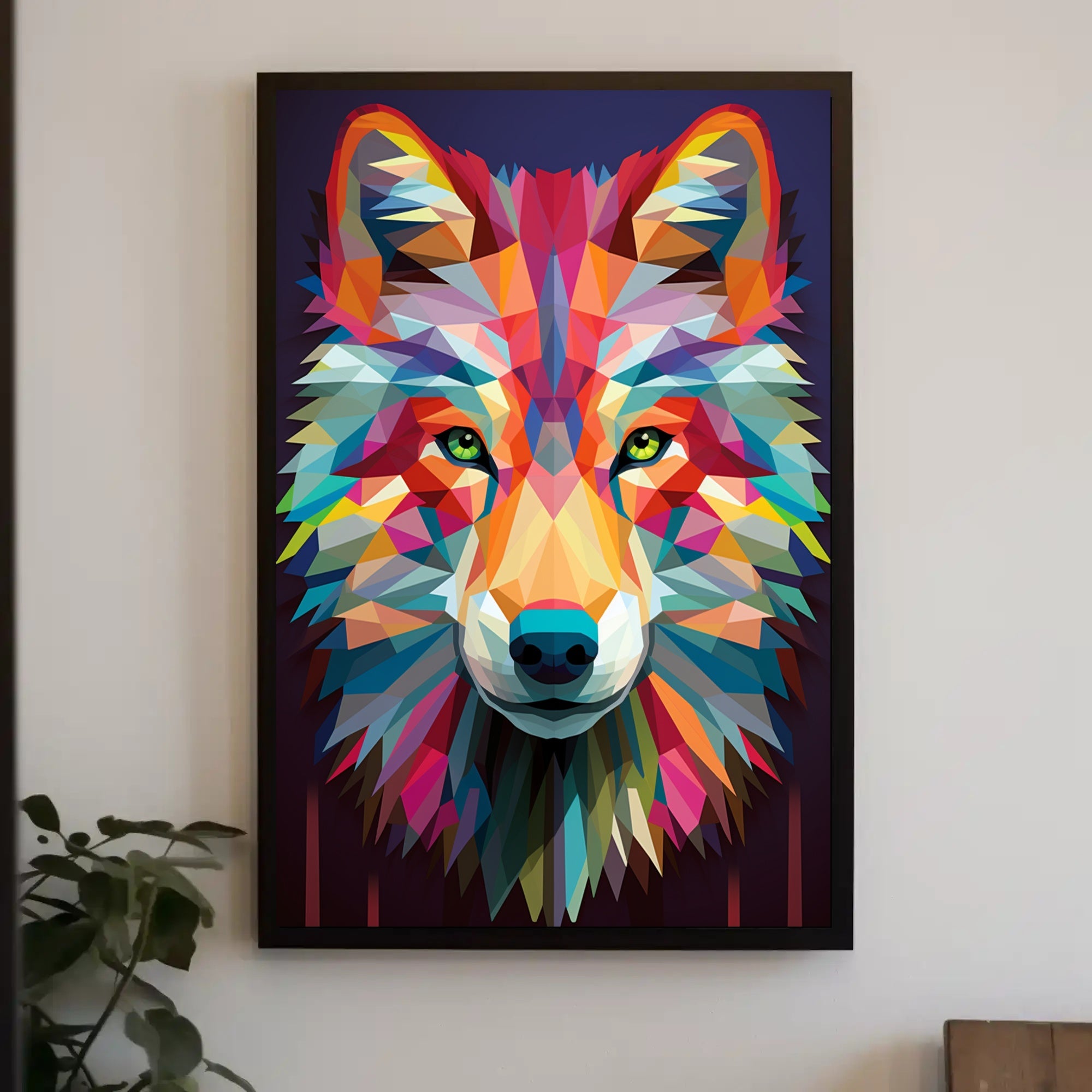 Geometric Wolf Art Poster PosterGoat