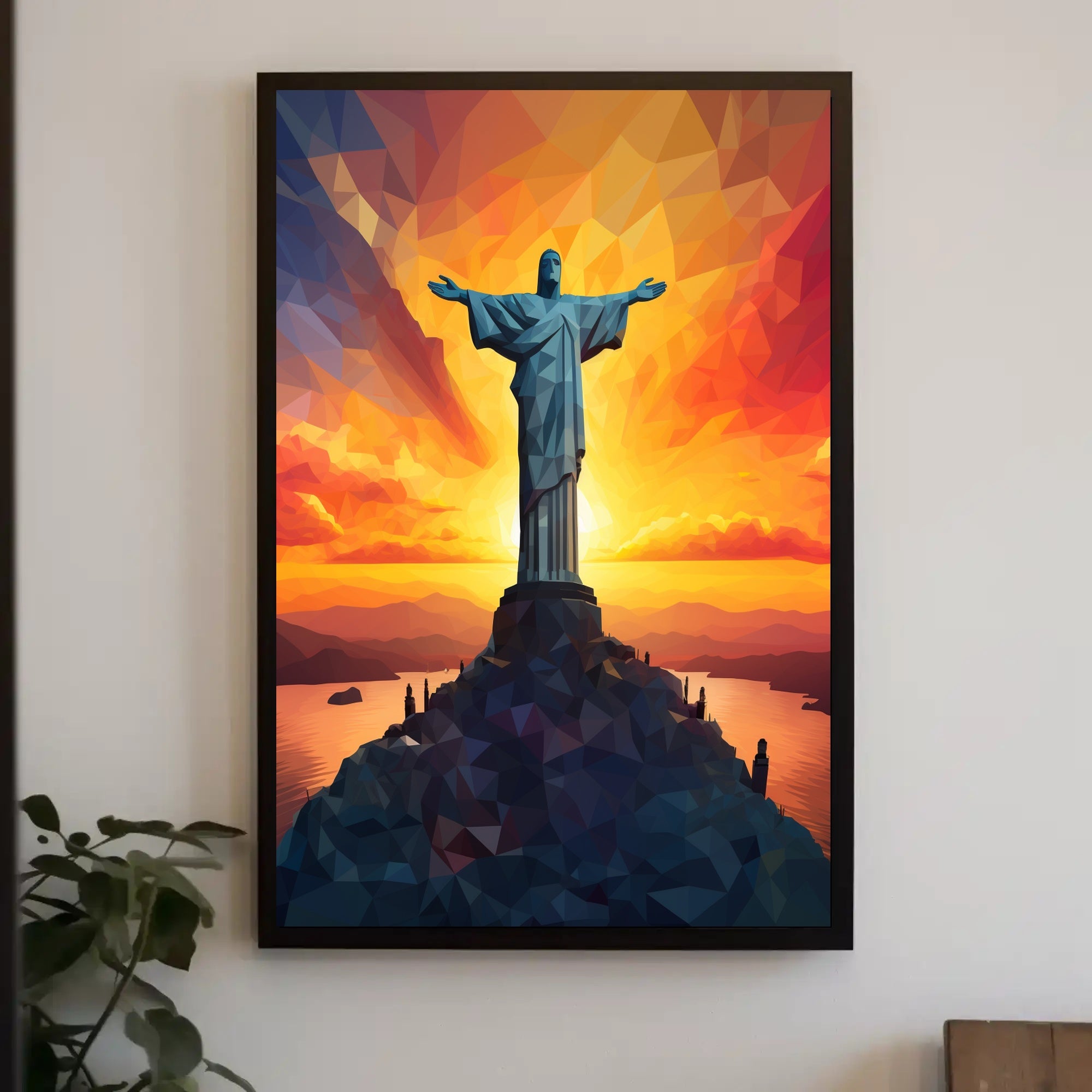 Sunset Over Christ The Redeemer Poster