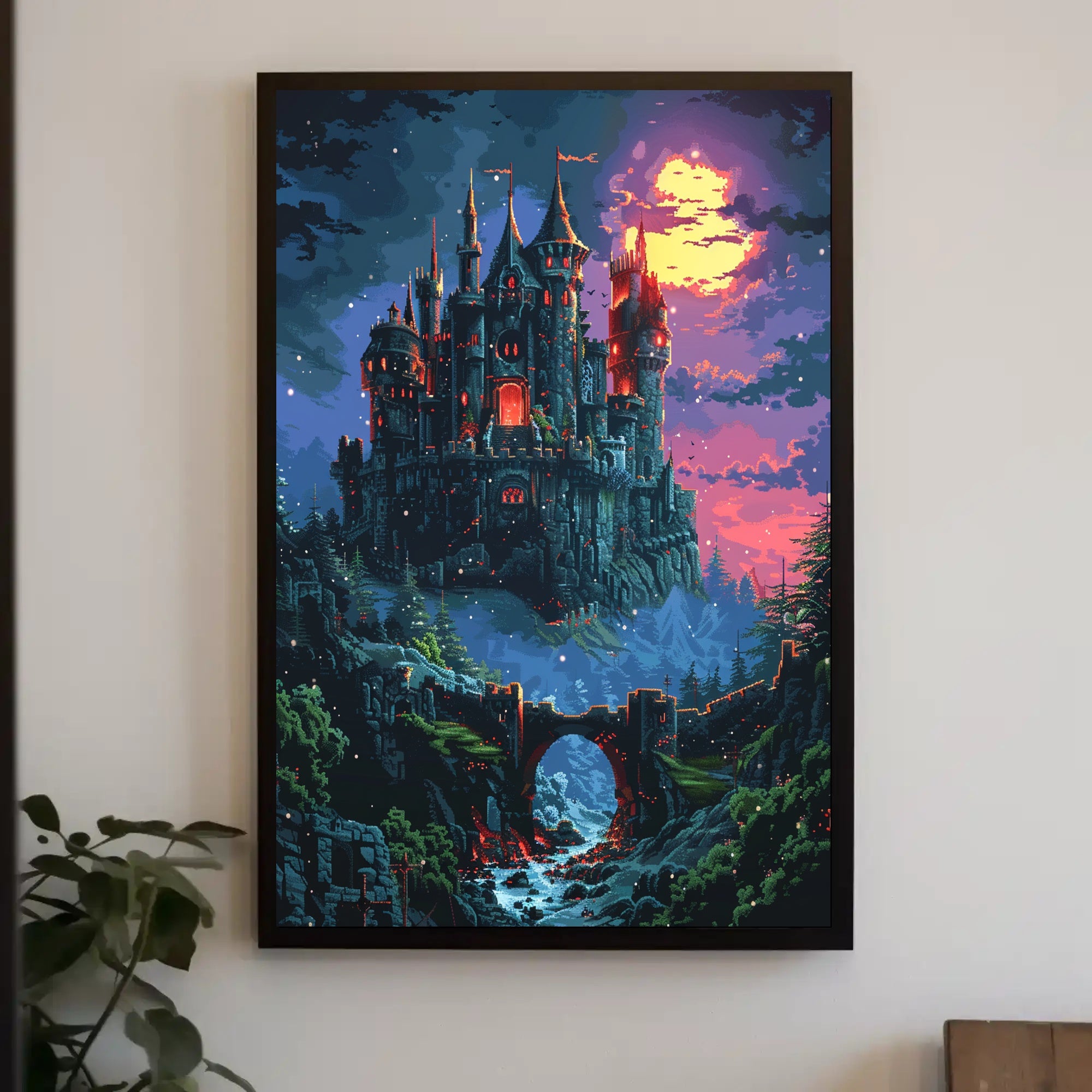 Enchanted Castle at Dusk Wall Art Poster Print PosterGoat