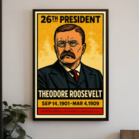 Theodore Roosevelt 26th President of the United States Inked Comic Style Poster