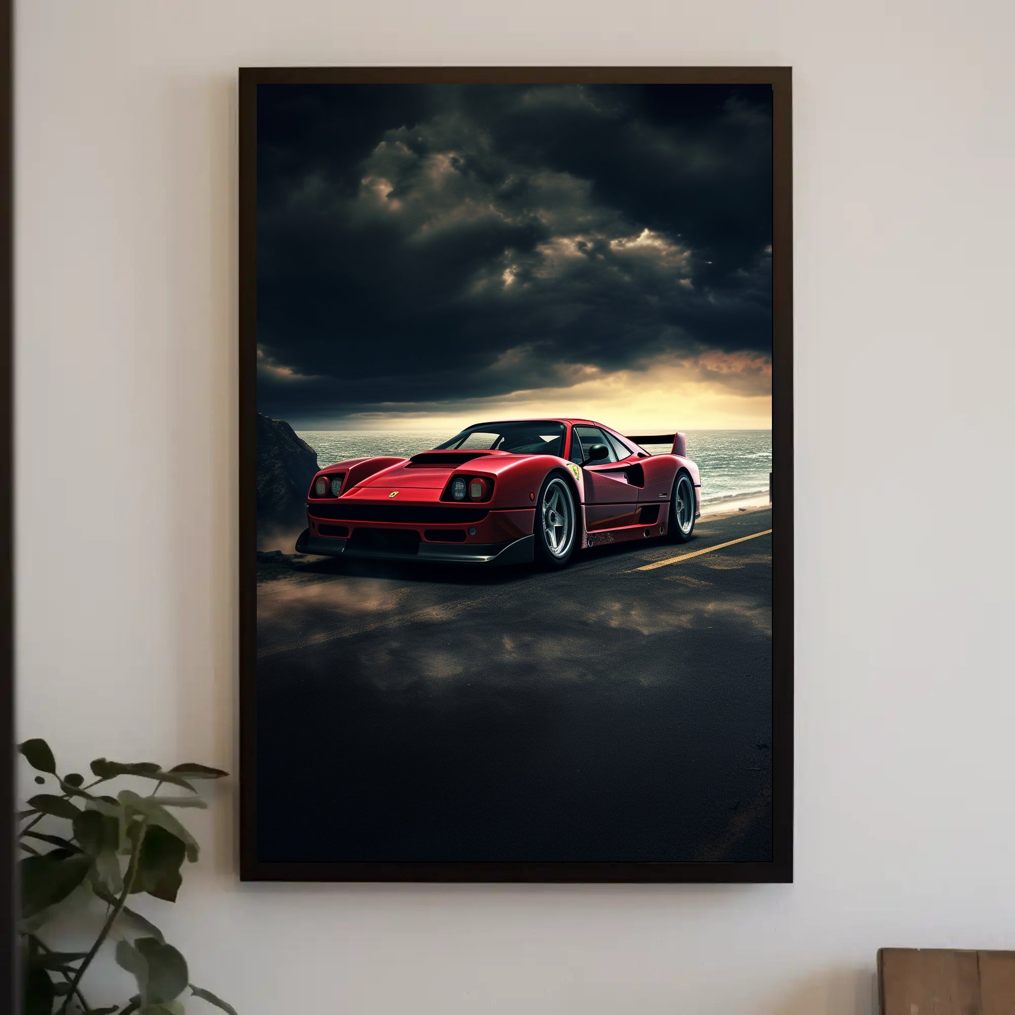 Red Supercar at Sunset Poster PosterGoat
