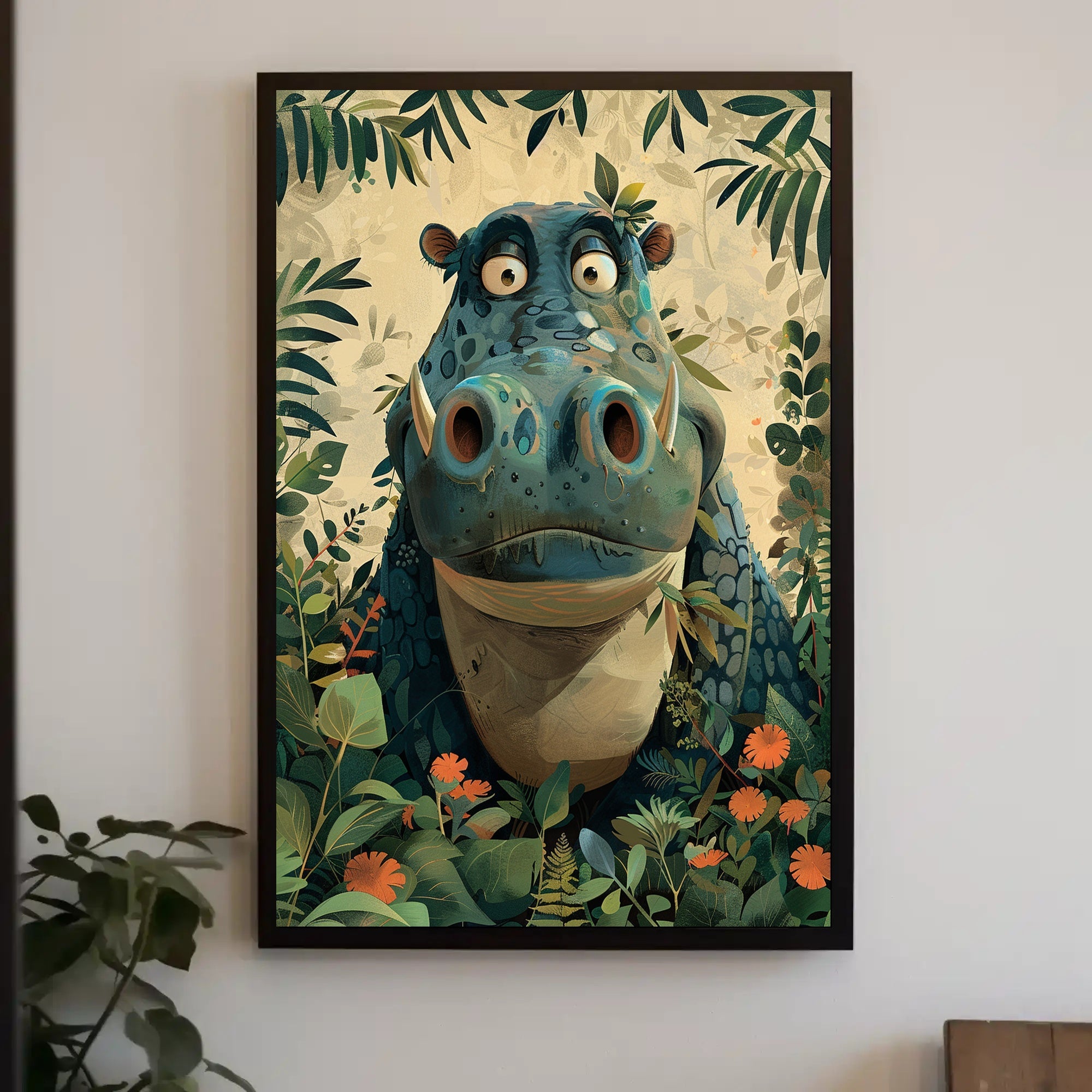 Jungle Hippo Adventure Poster PosterGoat