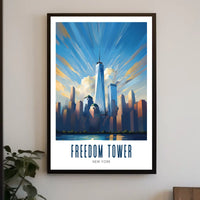Freedom Tower NYC Skyline City Poster Modern Wall Art