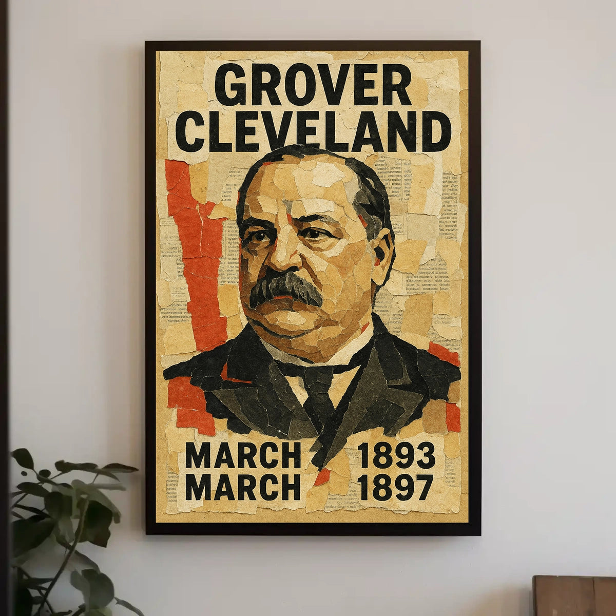 Grover Cleveland 24th President of the United States Layered paper Collage Poster
