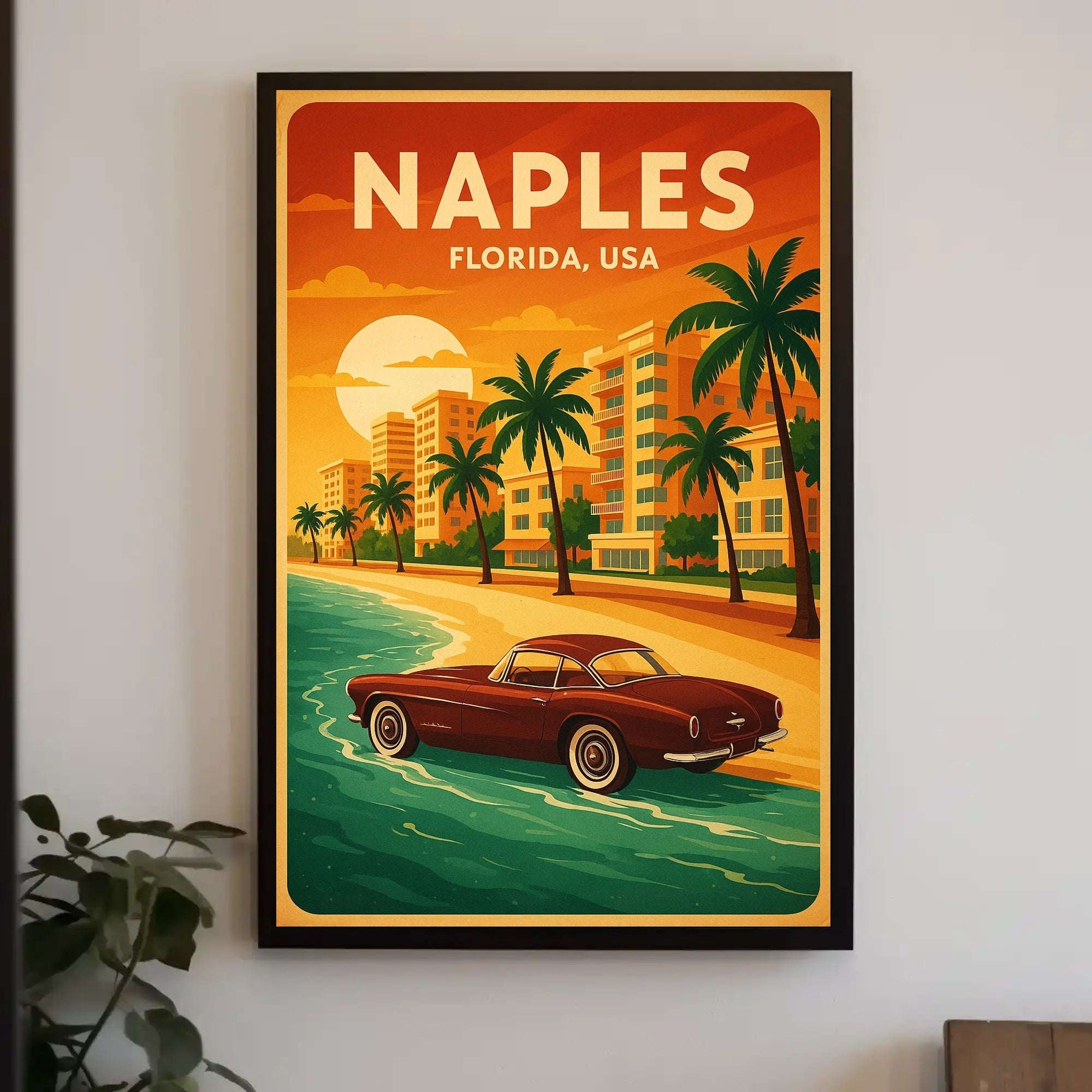 Naples Florida Vintage Travel Poster
