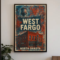 West Fargo North Dakota Scenic Vintage Souvenir Poster