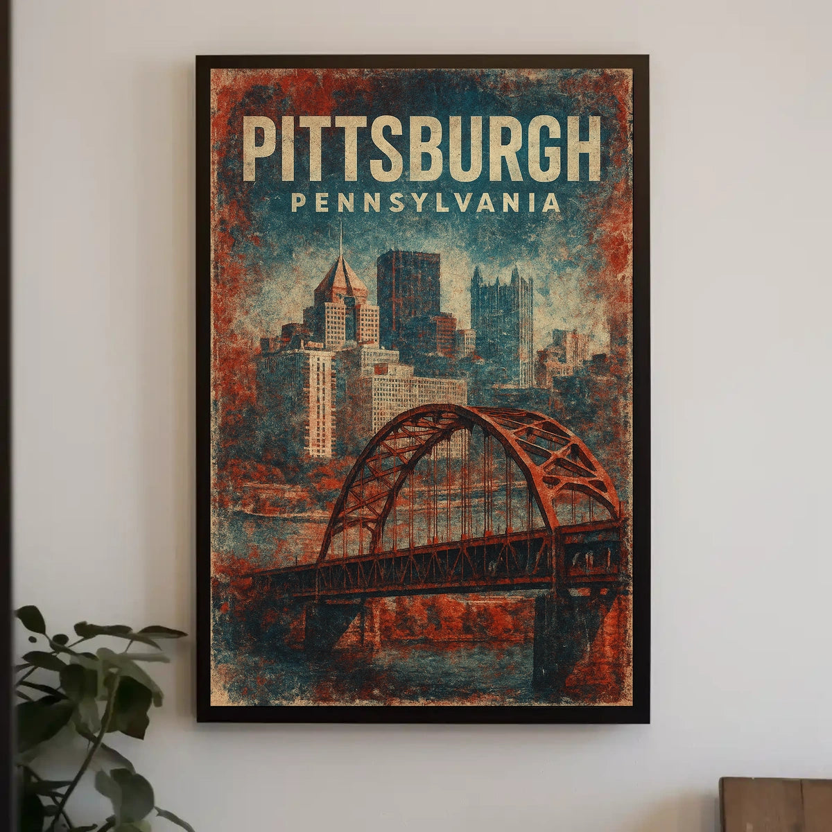 Pittsburgh Vintage Cityscape Retro Poster