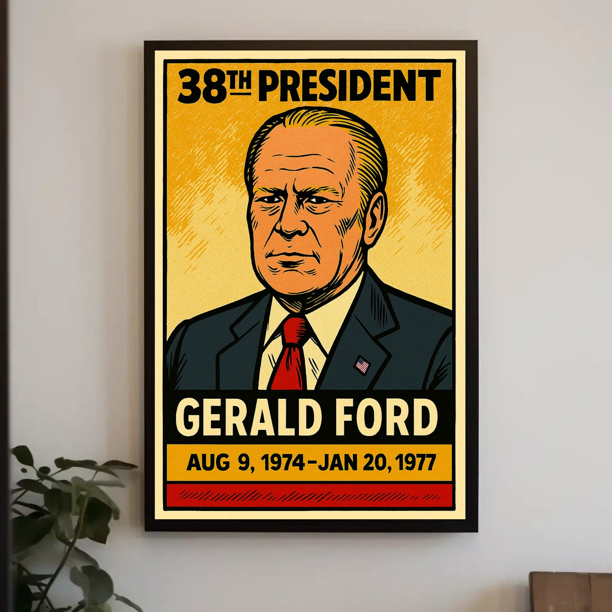 Gerald Ford 38th President of the United States Inked Comic Style Poster