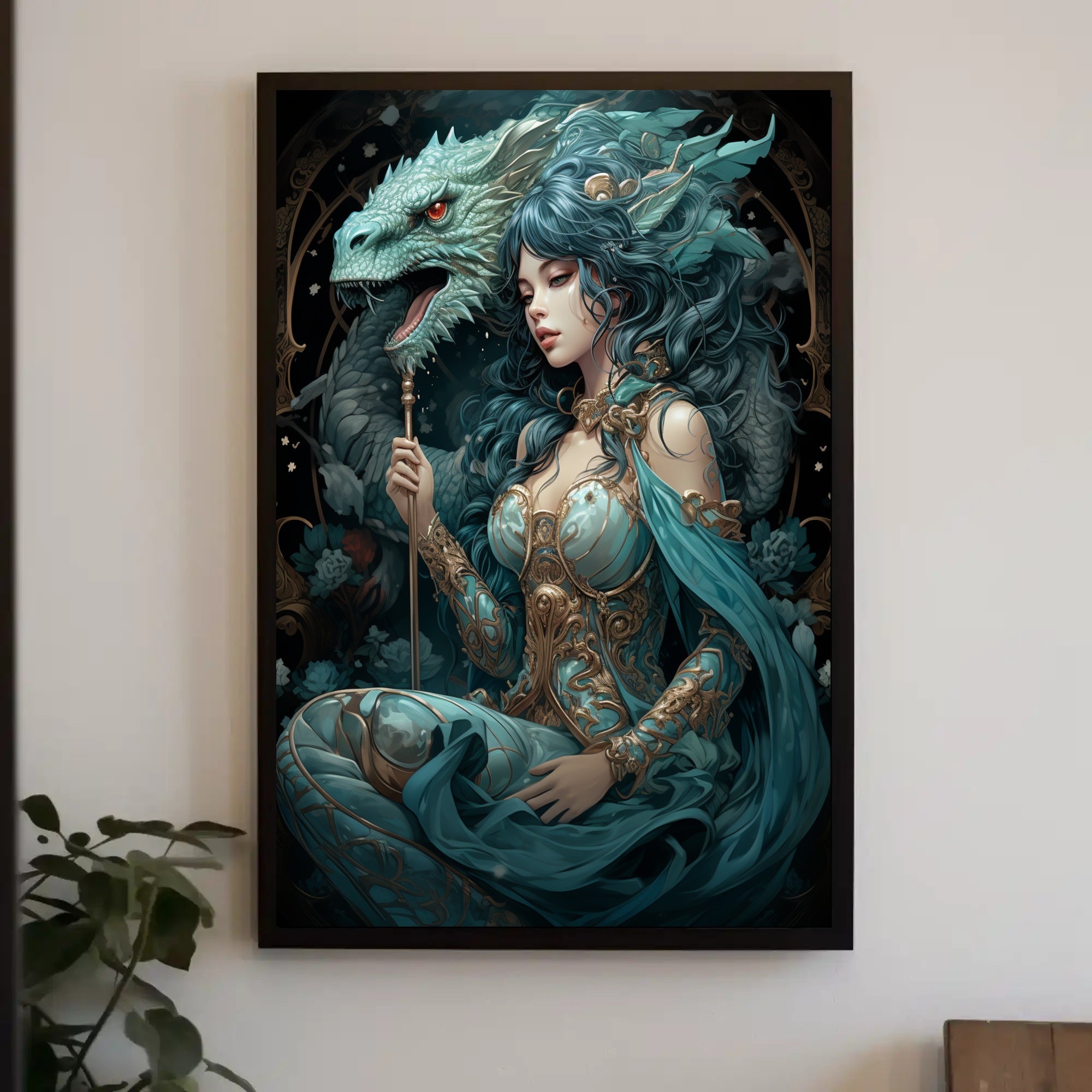 Enchantress And Dragon Poster