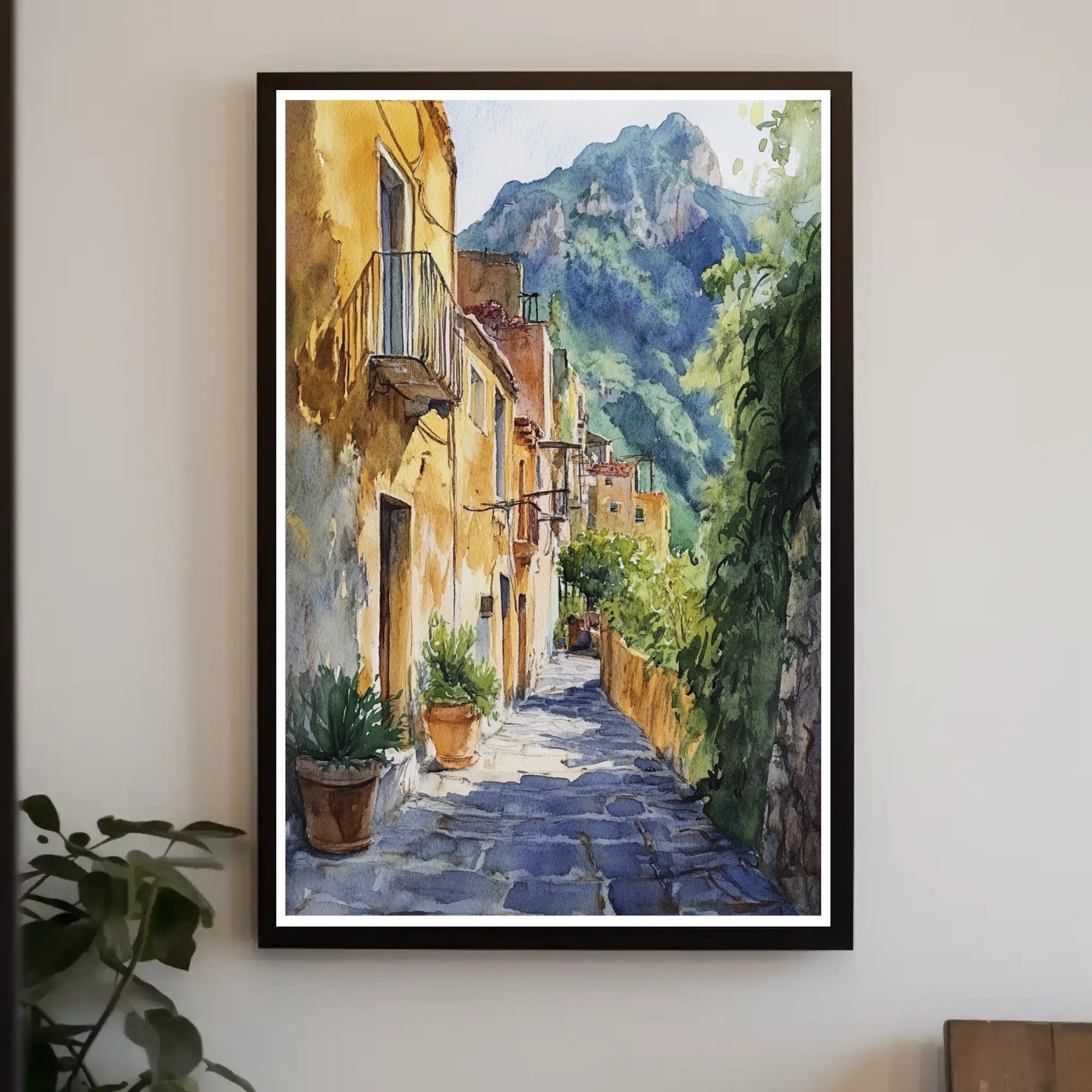 Serene Italian Village Scene Poster PosterGoat