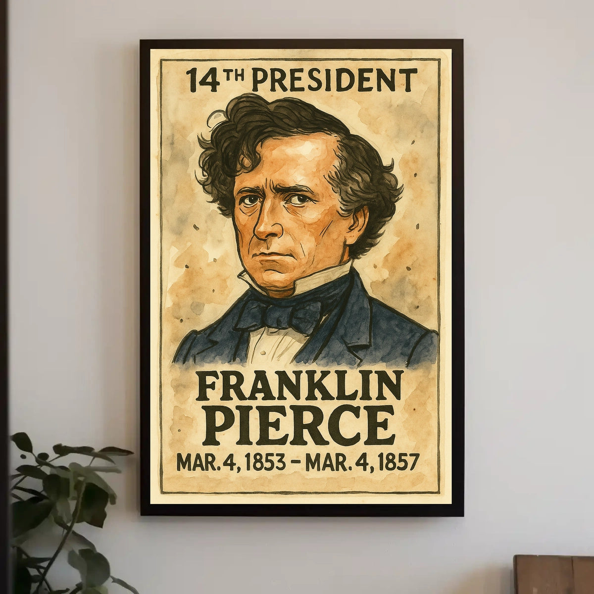 Franklin Pierce Historical Presidential Portrait Poster
