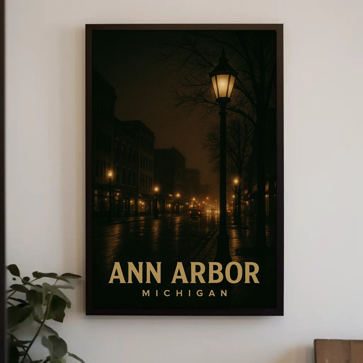 Ann Arbor Night Cityscape Photography Collectors Poster