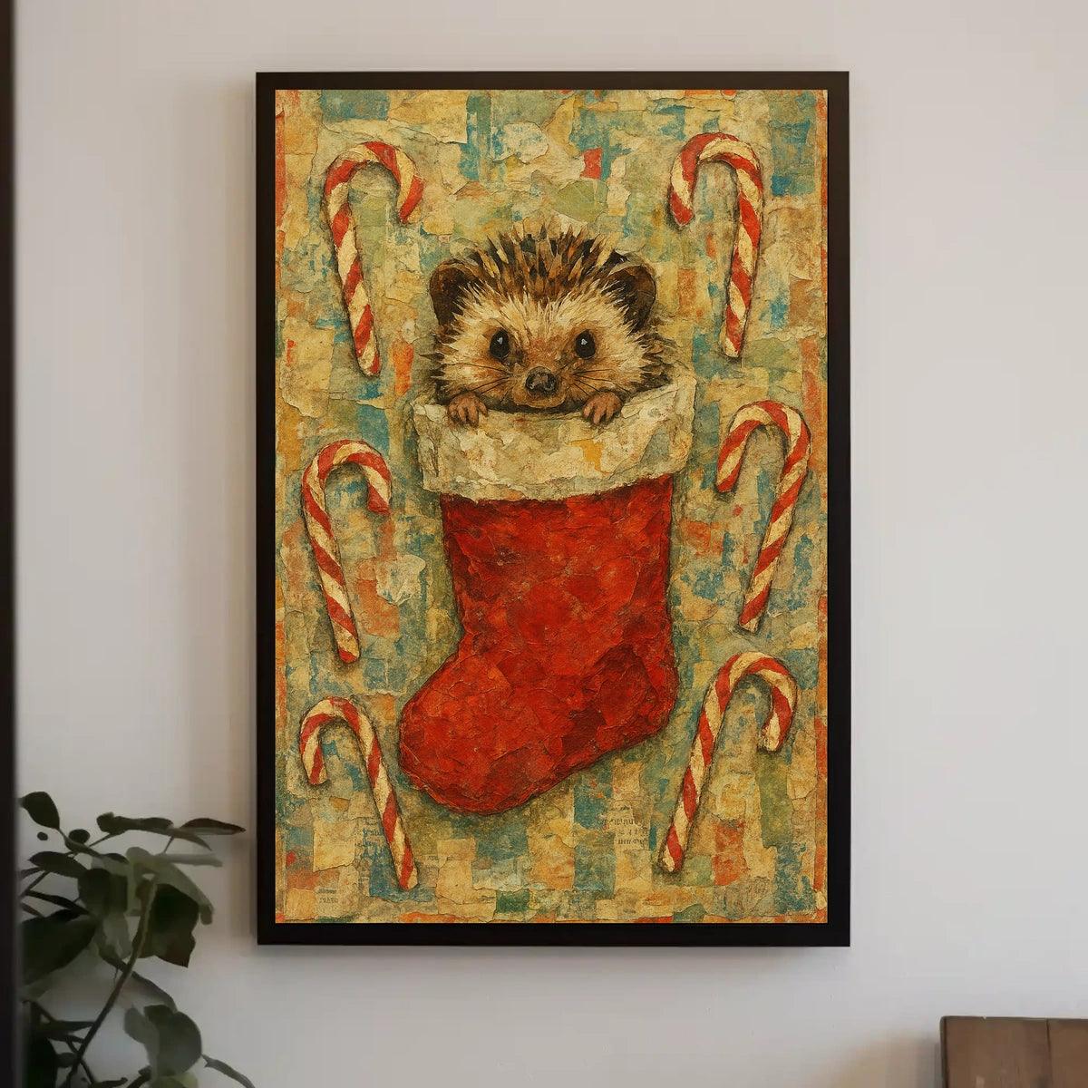 Hedgehog Stocking Woodland Animals Illustration Folklore Heritage Poster