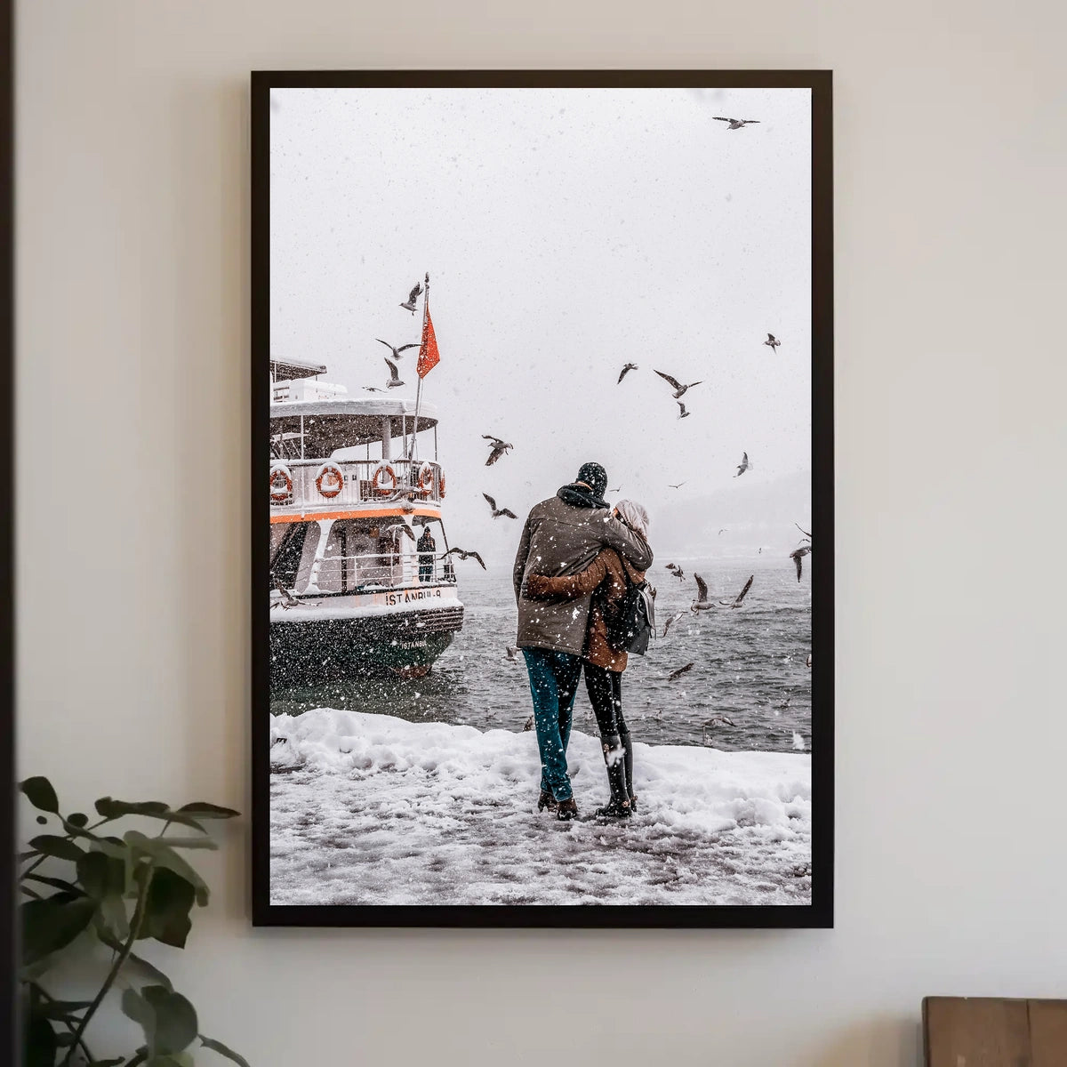 Winter Embrace By The Sea Poster