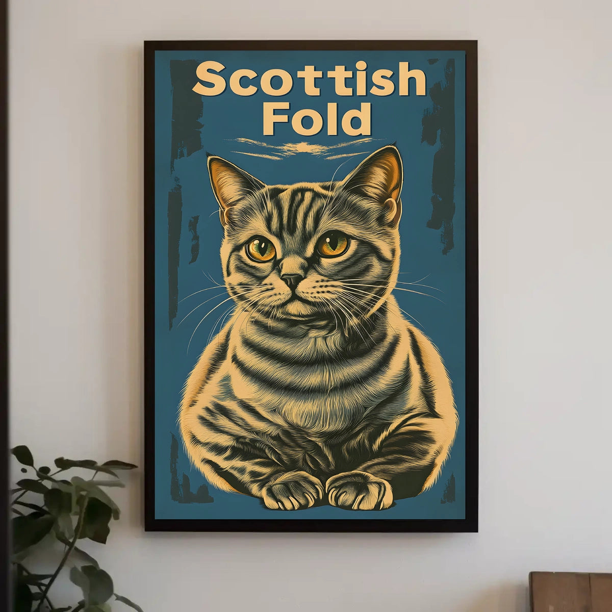 Scottish Fold Cat Artwork Minimalist Studio Poster