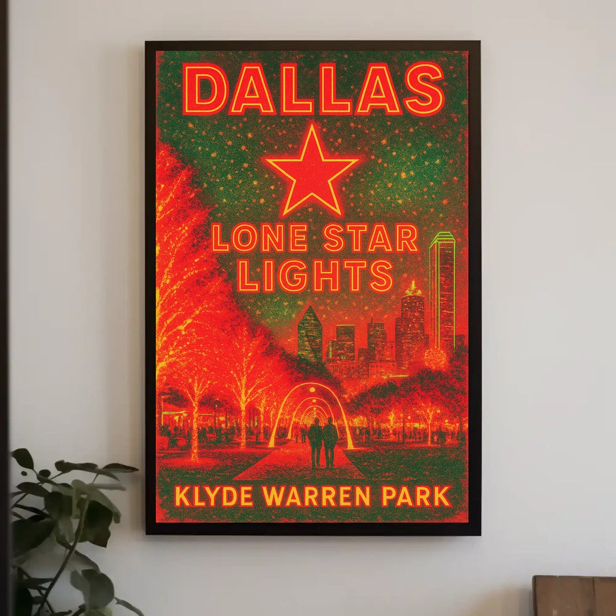 Dallas Lone Star Lights Cityscape Night View Poster