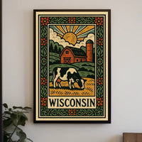Timeless Rustic Wisconsin Countryside Landscape Wall Art Vintage Inspired Poster