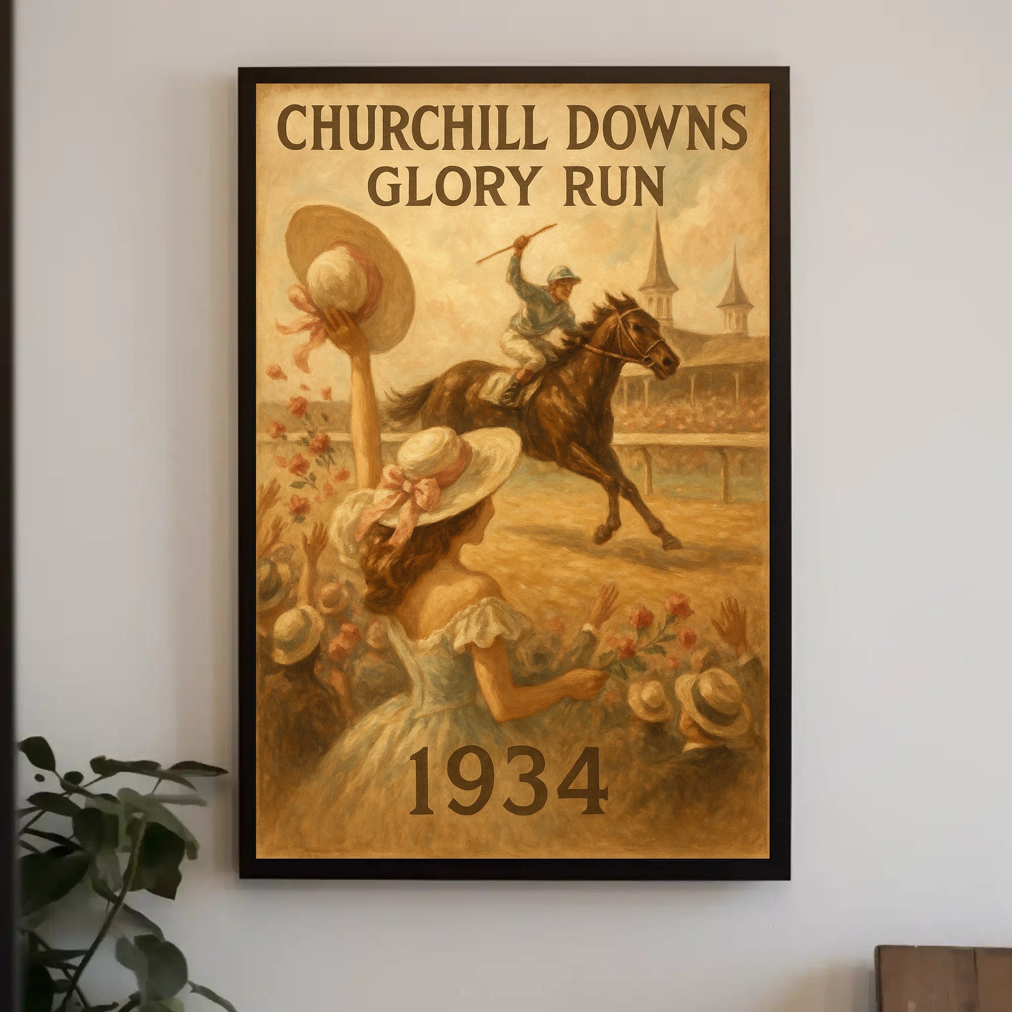Horse Racing at Churchill Downs: Vintage Sports Poster