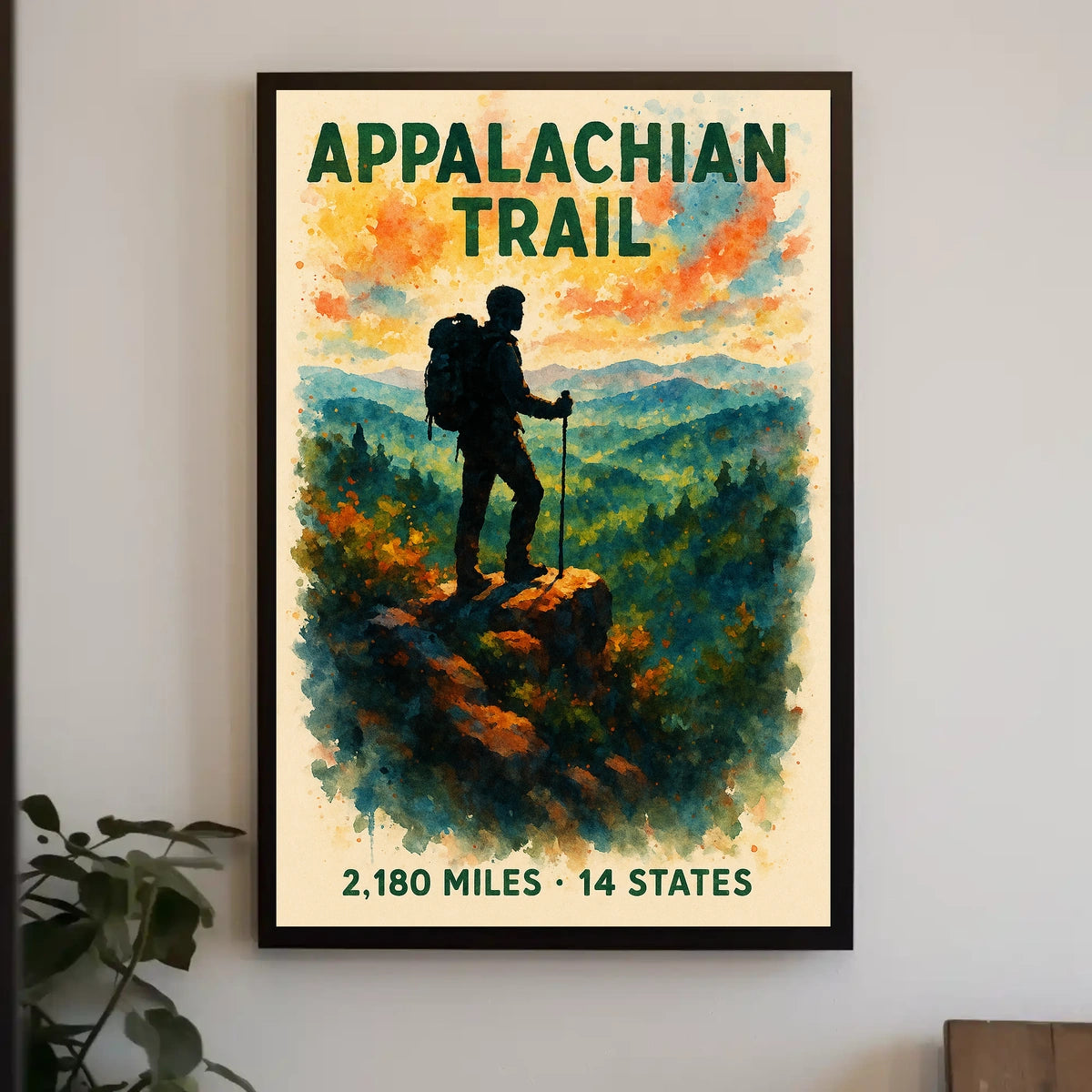 Appalachian Trail Watercolor Adventure Poster Print