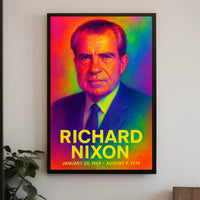 Richard Nixon 37th President of the United States Neon Gradient Overlay Poster
