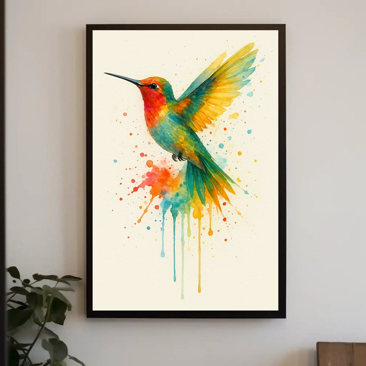 Vibrant Hummingbird Splash Poster
