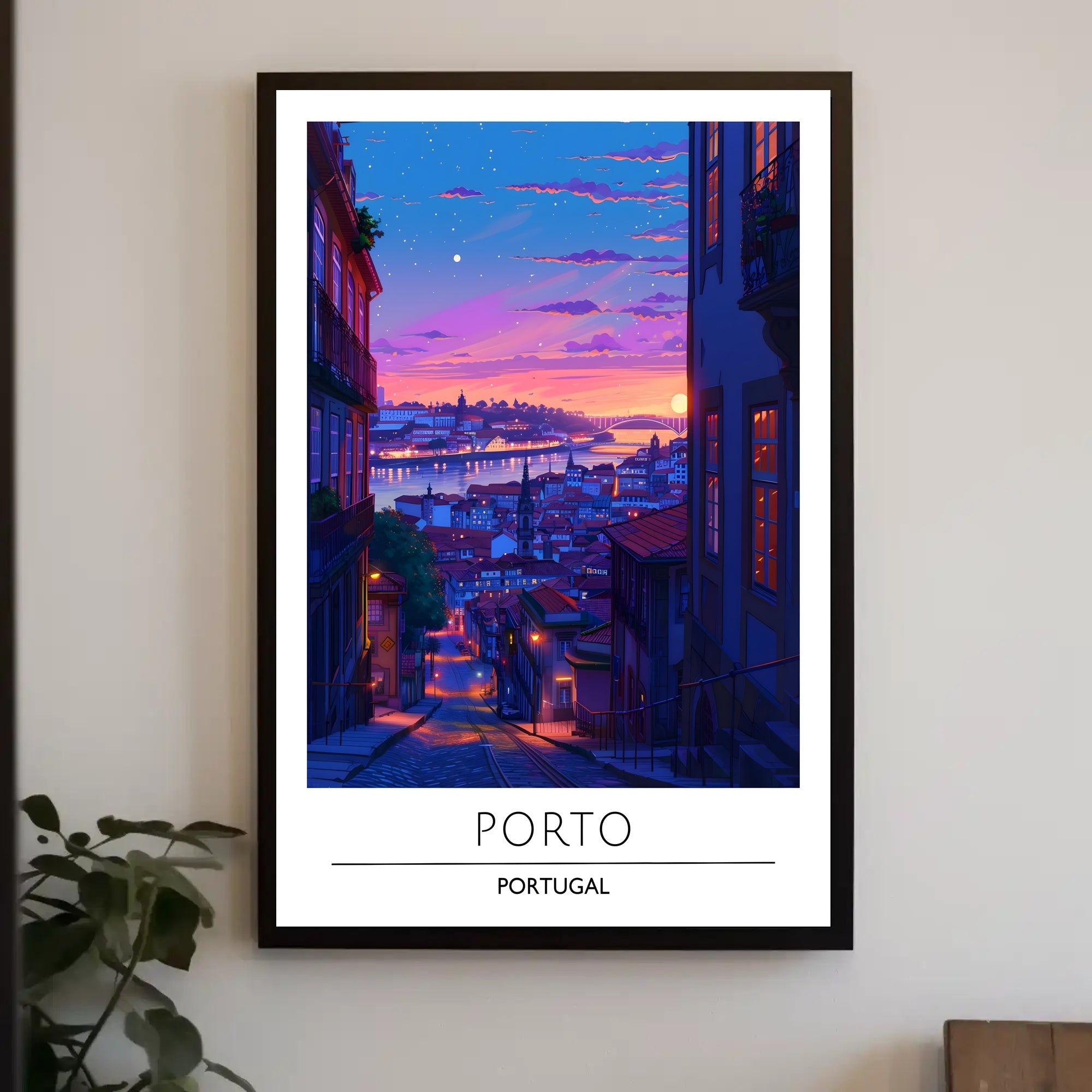 Porto Evening Skyline: Enchanting Travel Poster