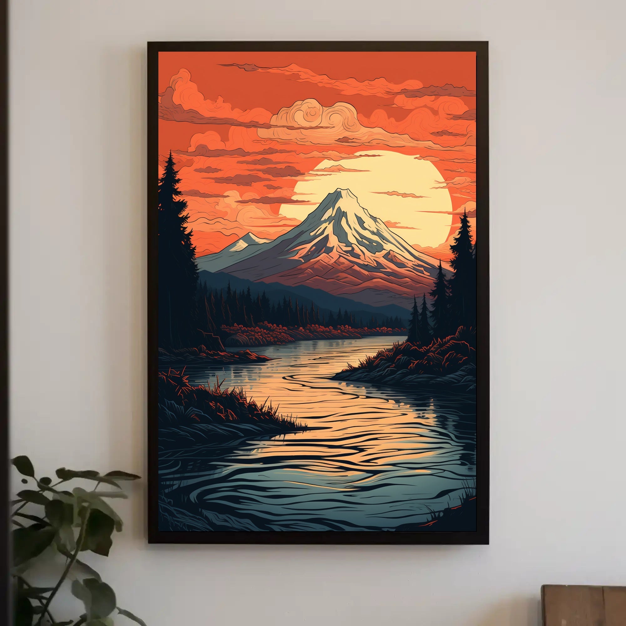 Serene Mountain Sunset Poster PosterGoat