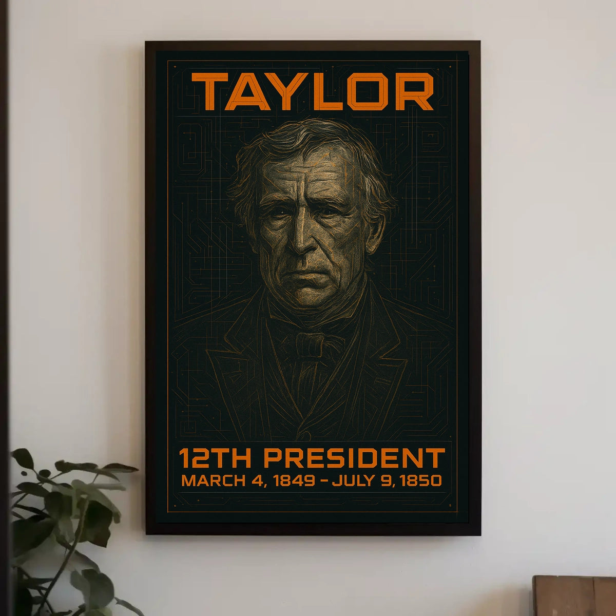 Zachary Taylor 12th President of the United States Techno Schematic Poster