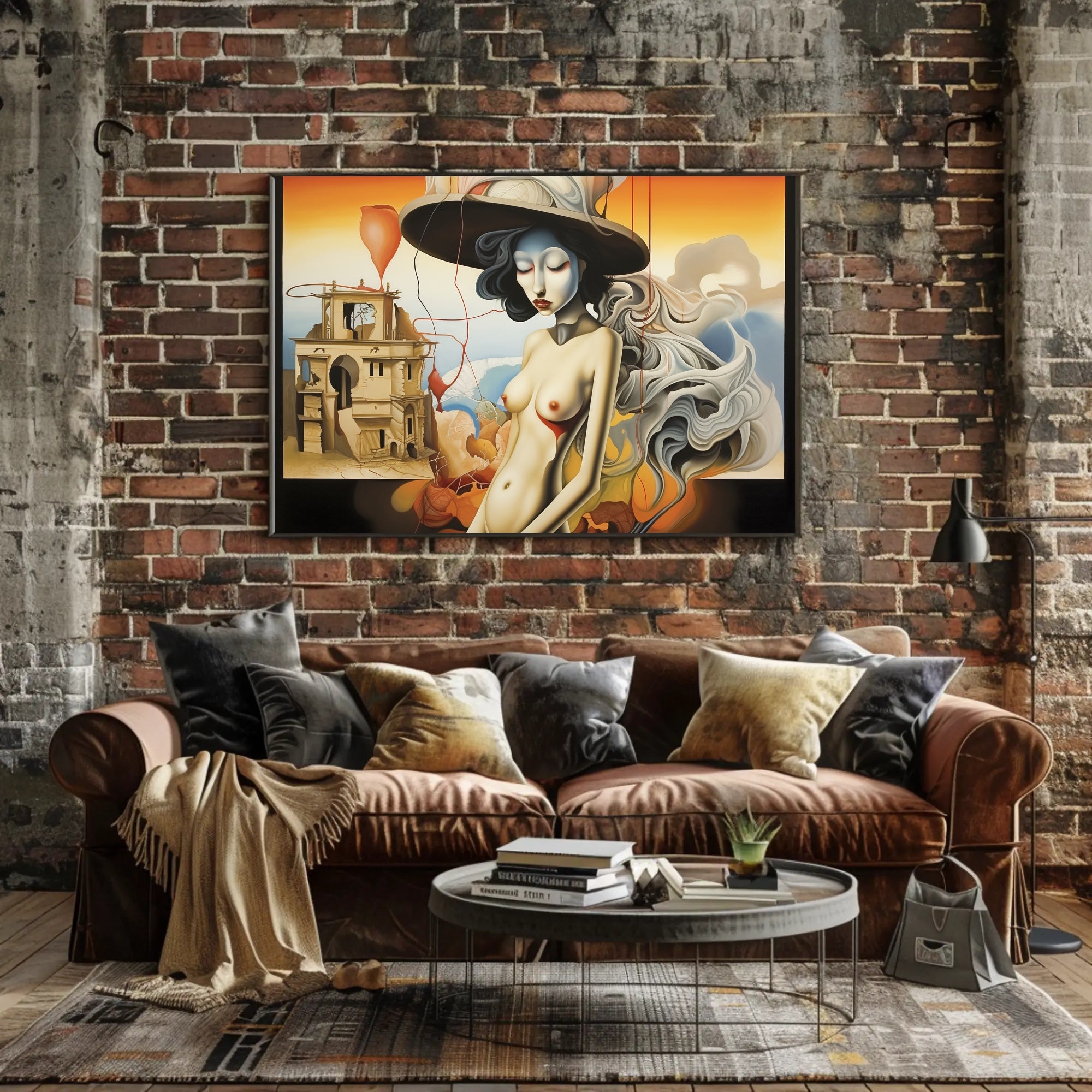 Surreal Silver-Haired Woman in Artistic Poster