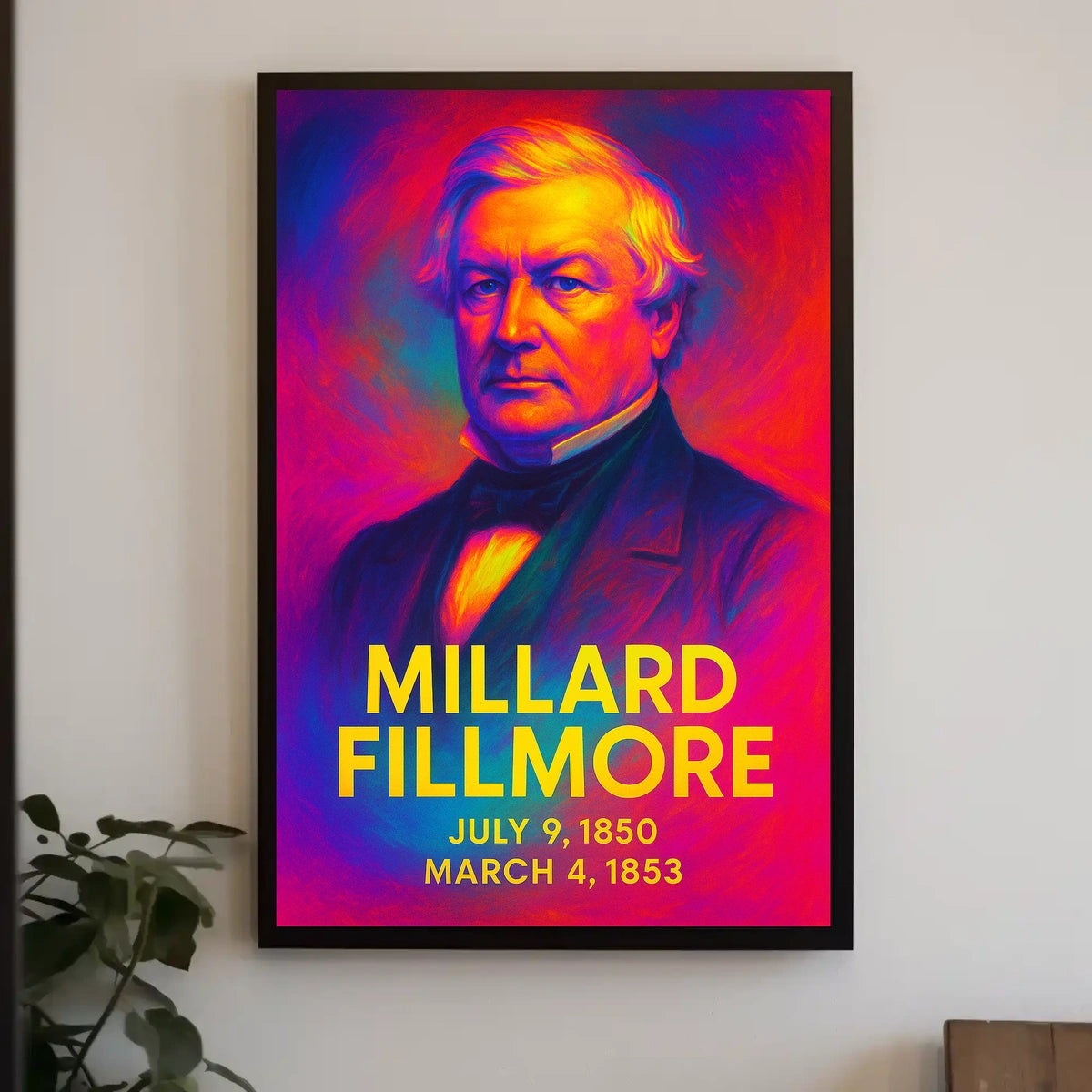 Millard Fillmore 13th President of the United States Neon Gradient Overlay Poster
