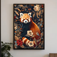 Red Panda in Bloom Wall Art Print