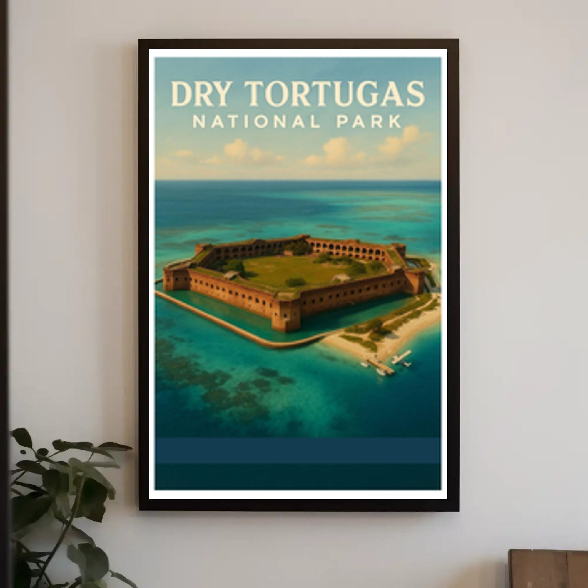 Dry Tortugas Travel Poster Vintage Coastline Print