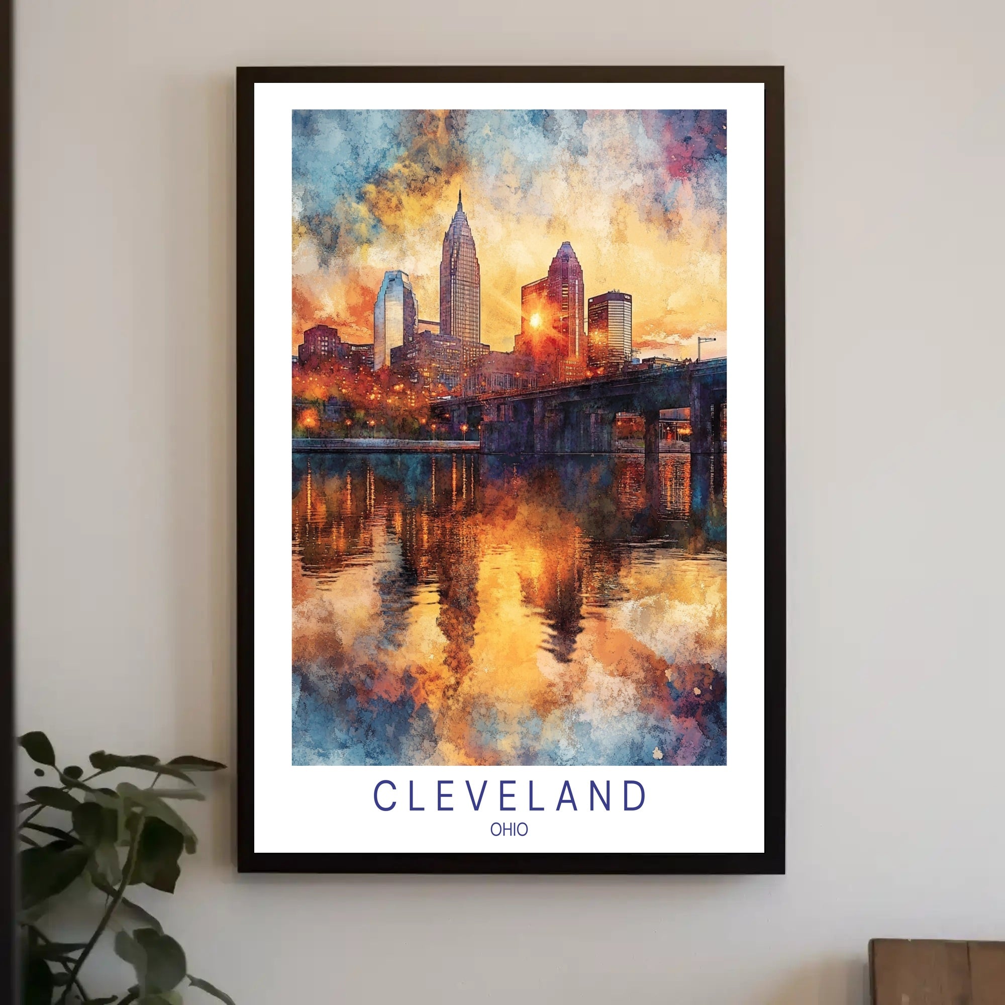 Cleveland Skyline at Sunset Poster PosterGoat