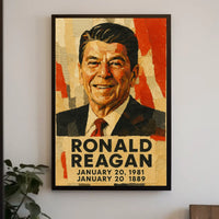 Ronald Reagan 40th President of the United States Layered paper Collage Poster