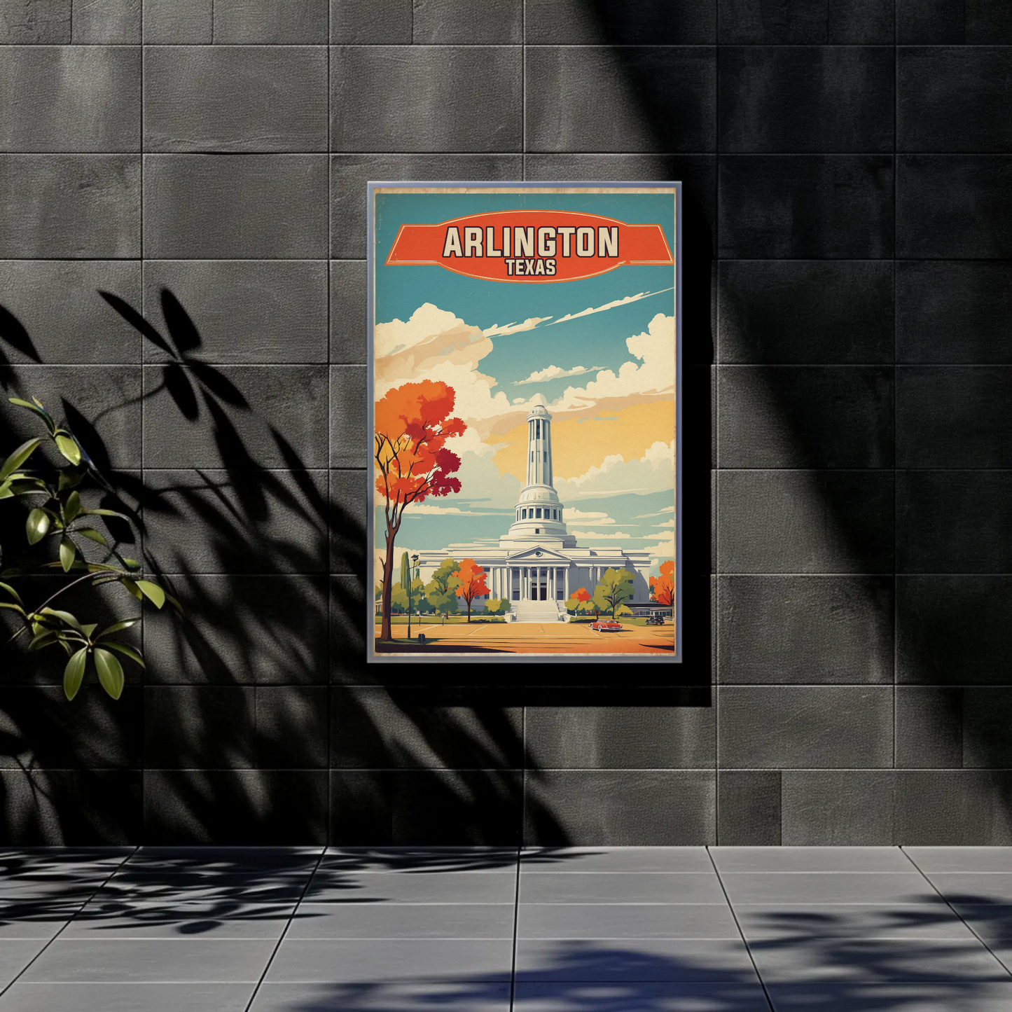 Arlington Texas Grand Capitol Vintage Travel Poster