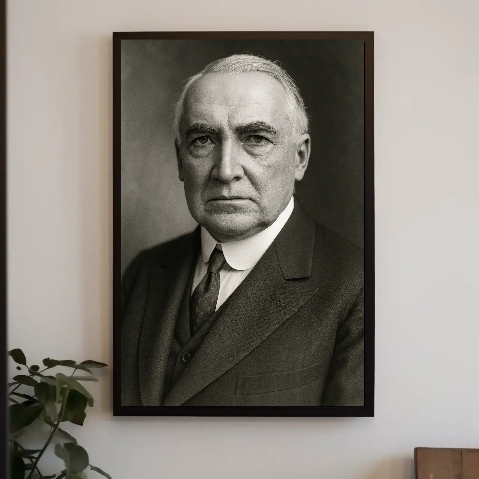 Formal Black and White Portrait: Historical or Presidential Poster