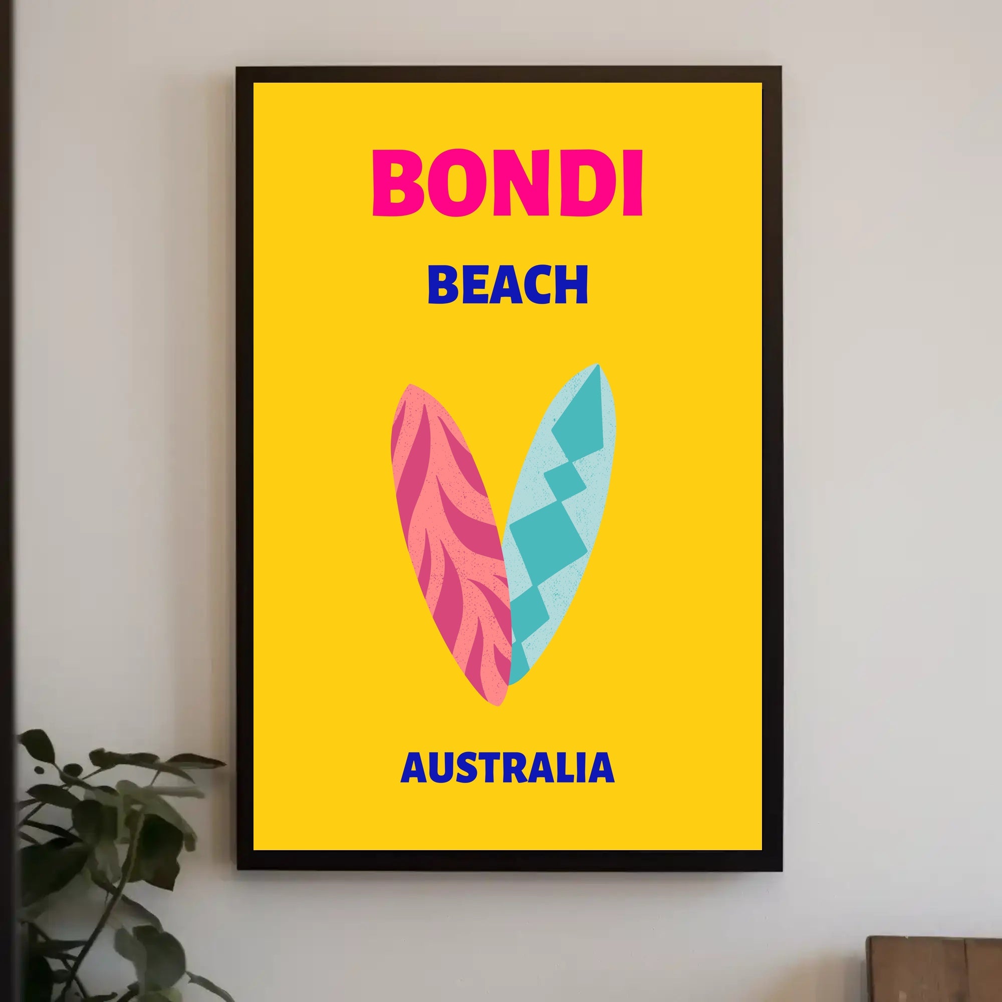 Bondi Beach Retreat Surfboards Travel Poster PosterGoat