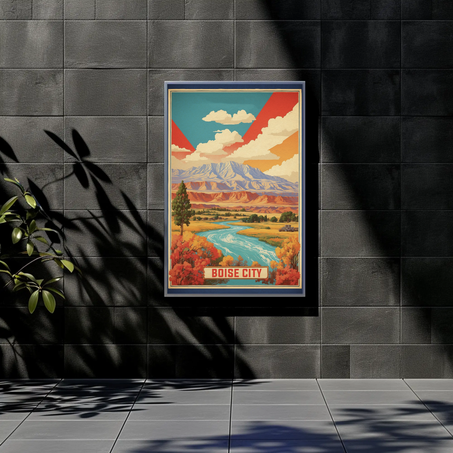 Boise City Idaho Cityscape Art Print Vintage Travel Poster