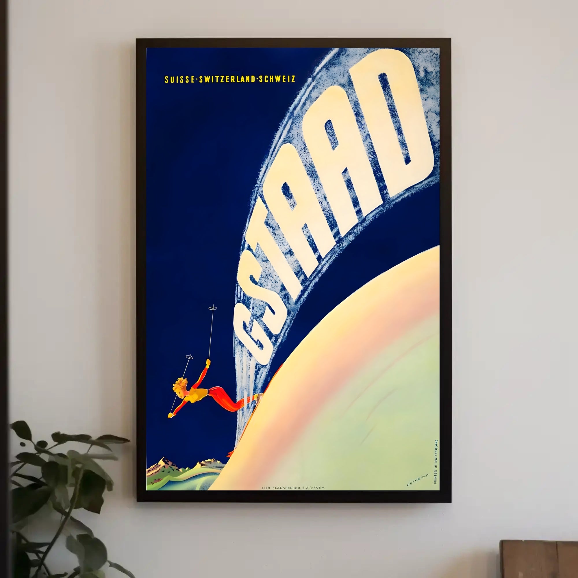 Gstaad Winter Adventure Vintage Travel Poster PosterGoat