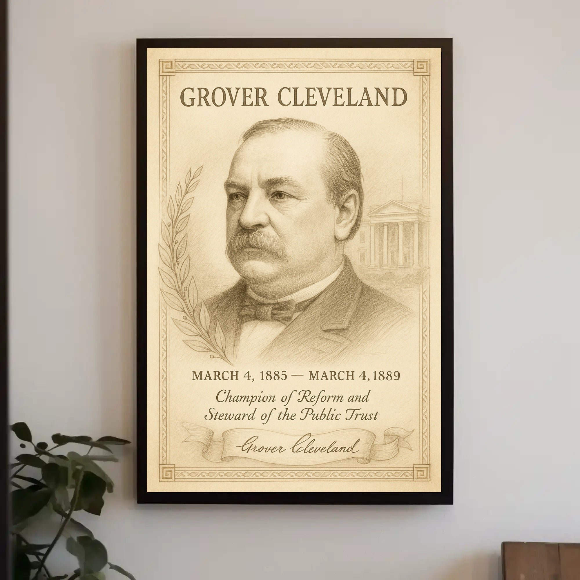 Grover Cleveland 22nd President Sketch Poster Art Print for Home Decor PosterGoat