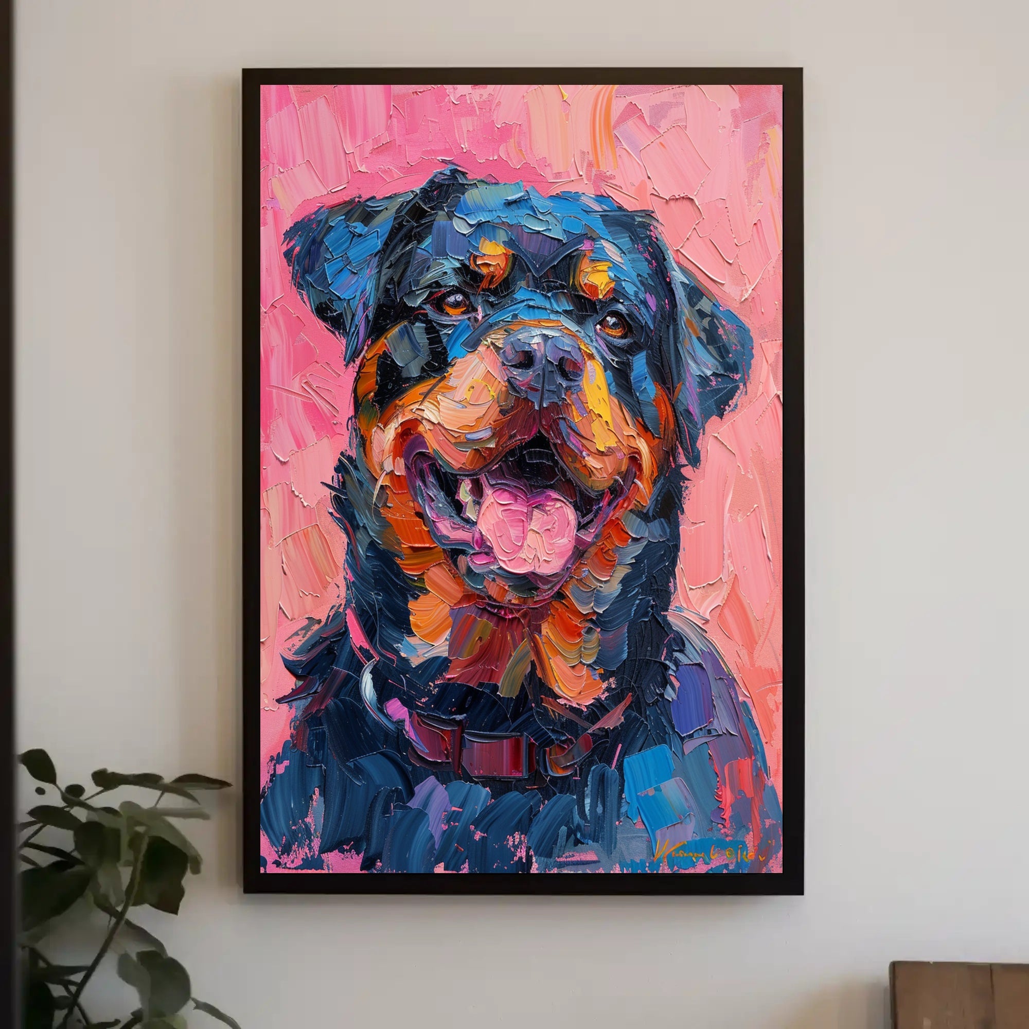 Rottweiler Impressionist Masterpiece: Vibrant Dog Breed Poster PosterGoat