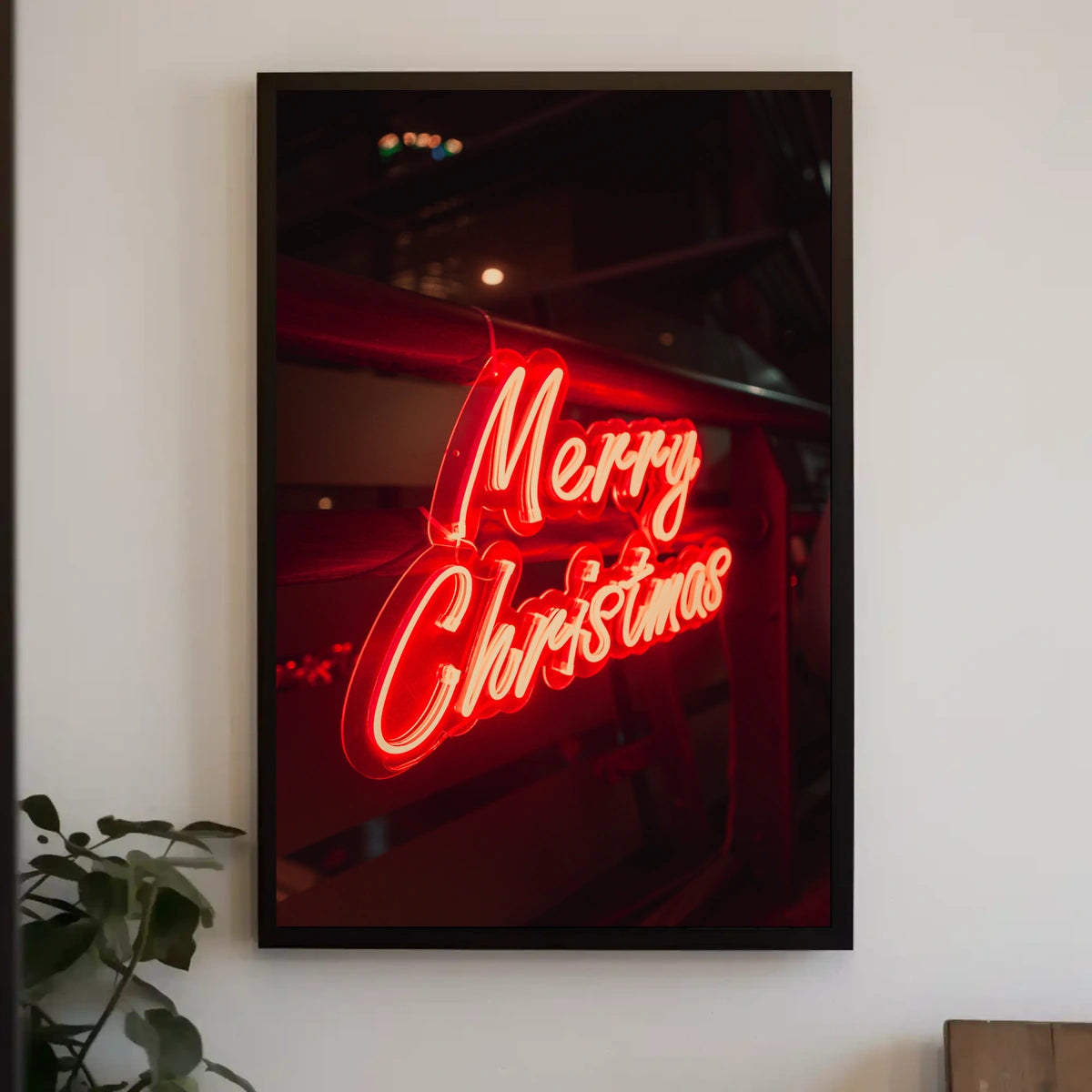 Merry Christmas Neon Glow Poster