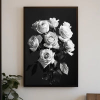 Striking Black-and-White Roses Photorealistic Art Poster PosterGoat